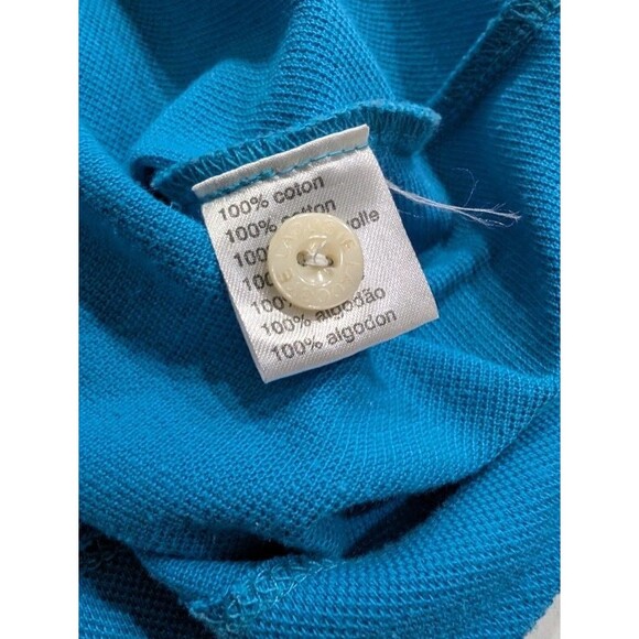 Vintage Lacoste Men Soft Cotton Teal Short Sleeve Silver Logo Polo Shirt Medium - Picture 5 of 5